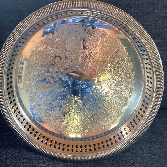 Set of 2 Newport by Gorham Silver plated 10” Serving  Trays Platters - Picture 14 of 16